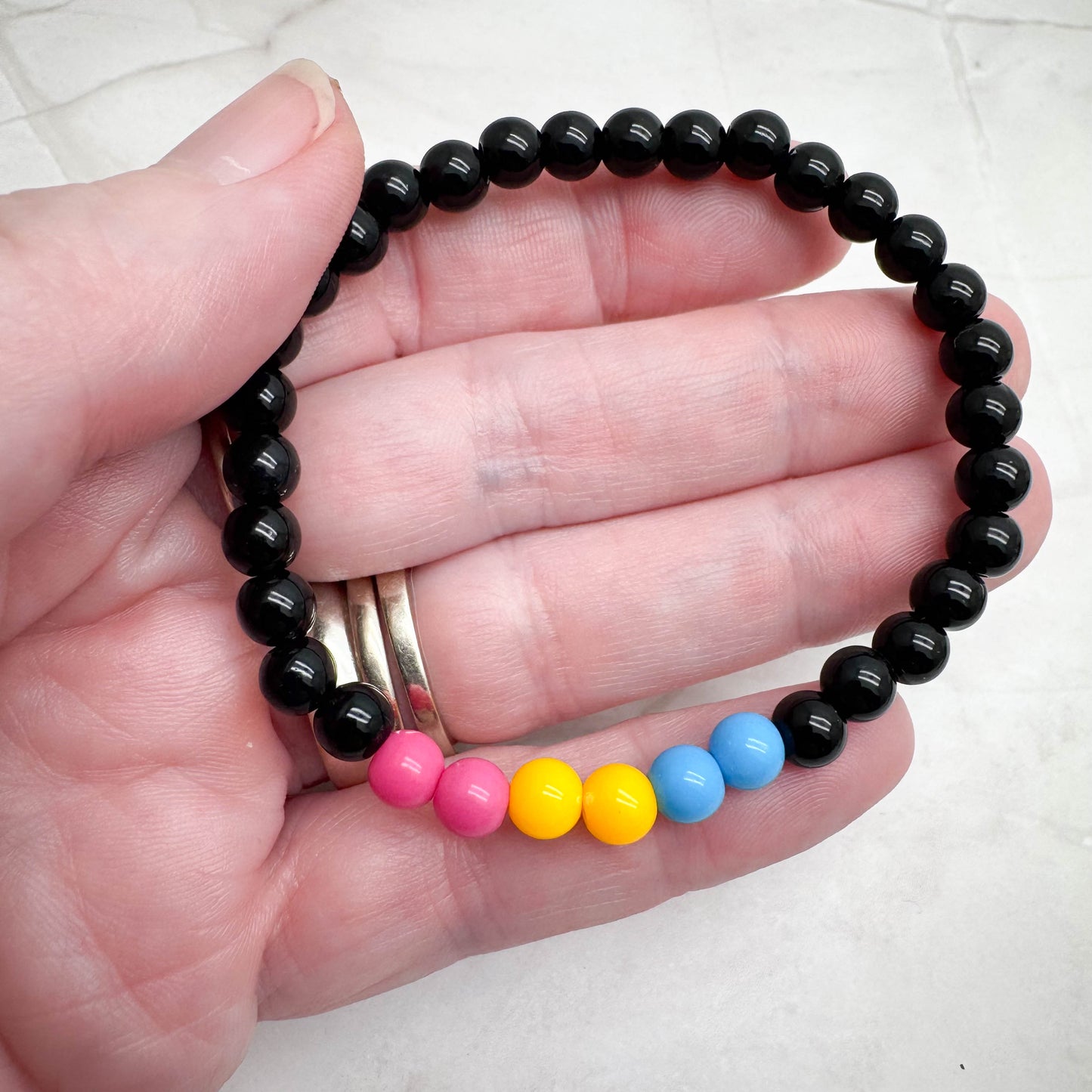 Pansexual Pride Flag Colours Acrylic Bead Bracelet
