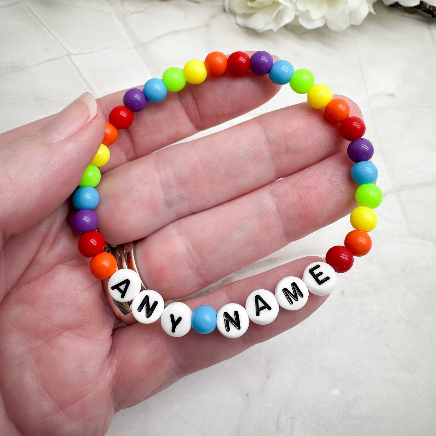PERSONALISED Bead Bracelet - LGBT Rainbow Acrylic