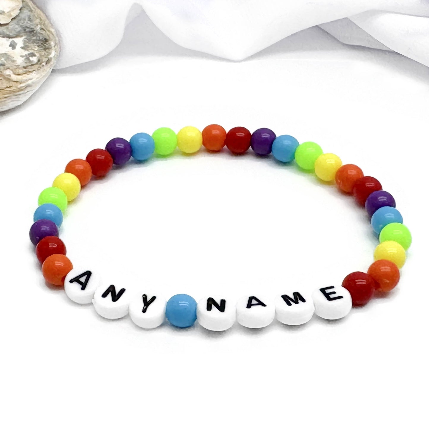 PERSONALISED Bead Bracelet - LGBT Rainbow Acrylic