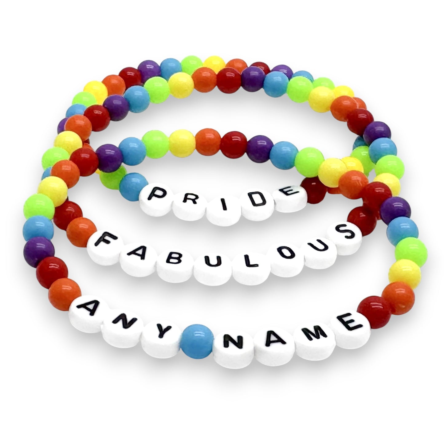 PERSONALISED Bead Bracelet - LGBT Rainbow Acrylic