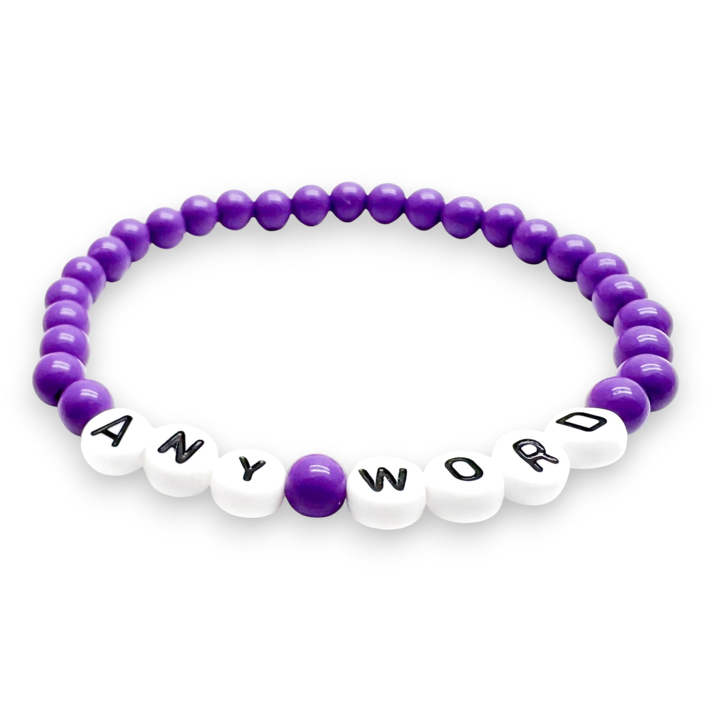 PERSONALISED Bead Bracelet - Purple Acrylic Beads