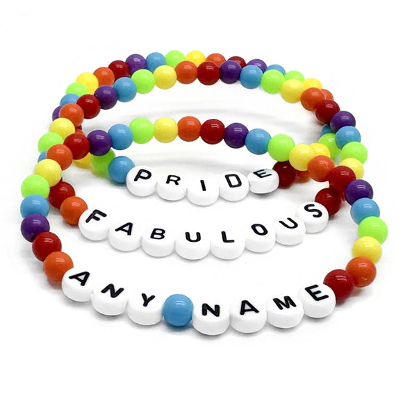 PERSONALISED Bead Bracelet - LGBT Rainbow Acrylic