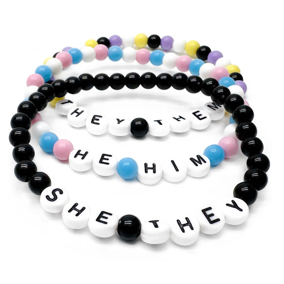 PRONOUNS Personalised Acrylic Bead Bracelet