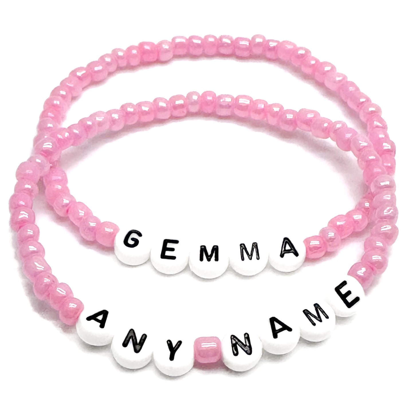PERSONALISED Bead Bracelet - Baby Pink Seed Beads