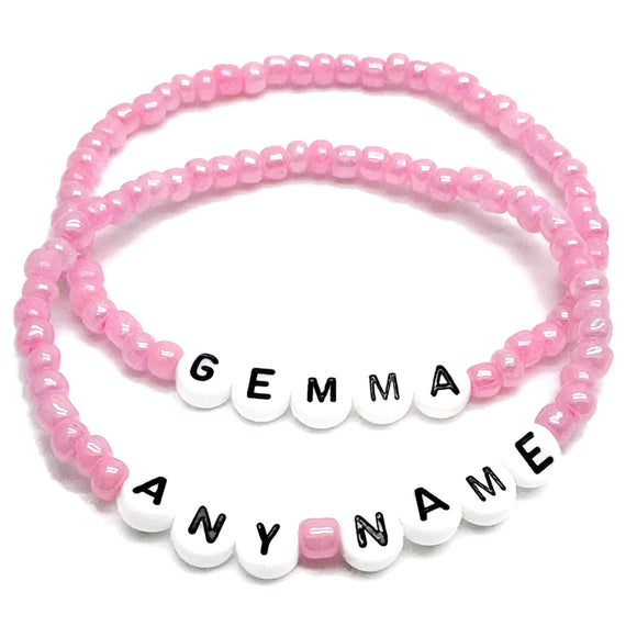 PERSONALISED Bead Bracelet - Baby Pink Seed Beads