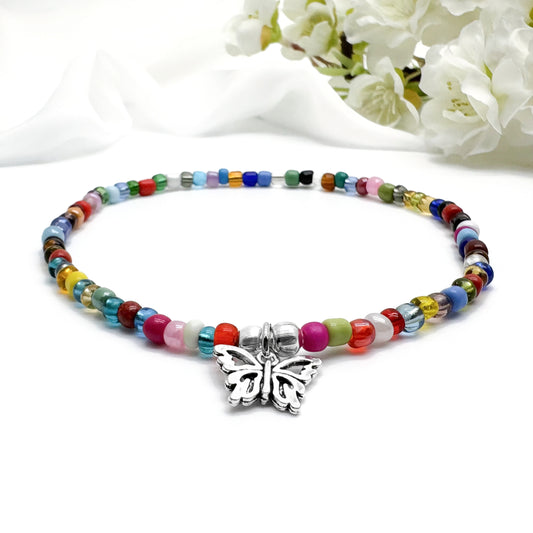 Butterfly Seed Bead Anklet - Colour Choice