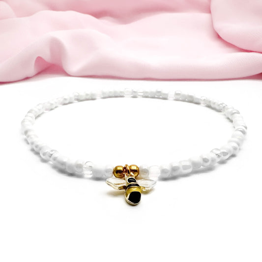 Bee Charm Seed Bead Anklet - Colour Choice