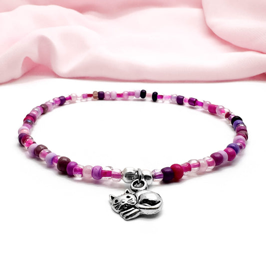 Kitty Cat Seed Bead Anklet - Colour Choice