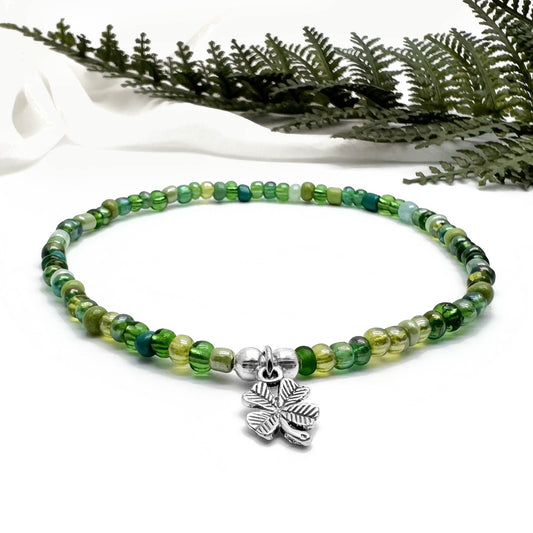 Lucky Clover Seed Bead Anklet - Colour Choice