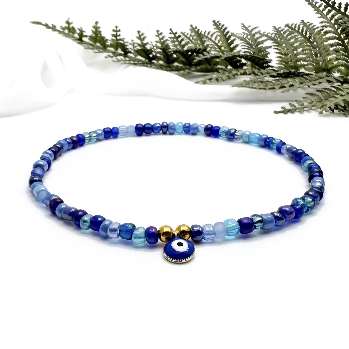 Evil Eye Seed Bead Anklet - Colour Choice