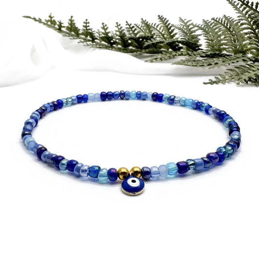 Evil Eye Seed Bead Anklet - Colour Choice