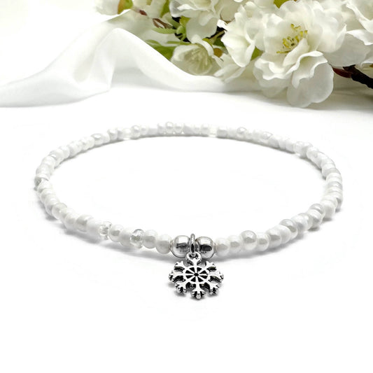 Snowflake Seed Bead Anklet - Colour Choice