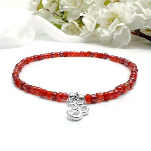 Ohm Charm Seed Bead Anklet - Colour Choice