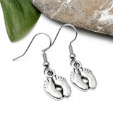 Baby Feet Earrings, Silver Plated Charms Nickel Free Hooks