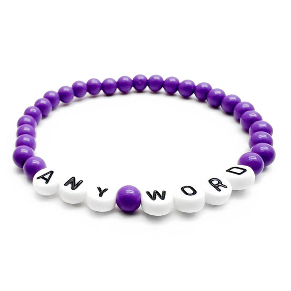 PERSONALISED Bead Bracelet - Purple Acrylic Beads