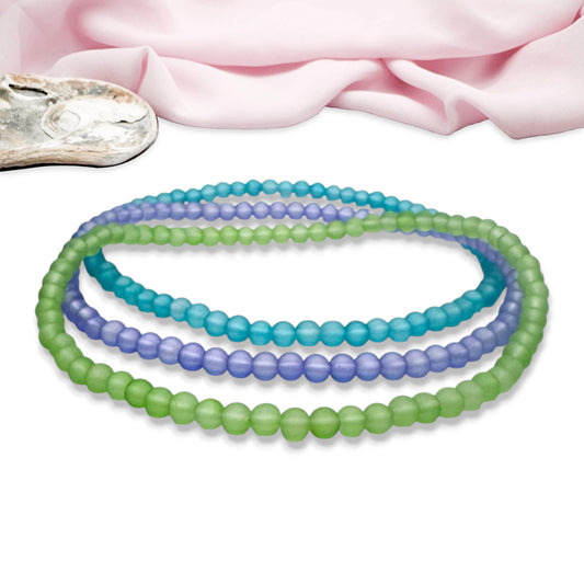 Frosted Bead Anklet, 4mm Glass Beads, Casual Stackable