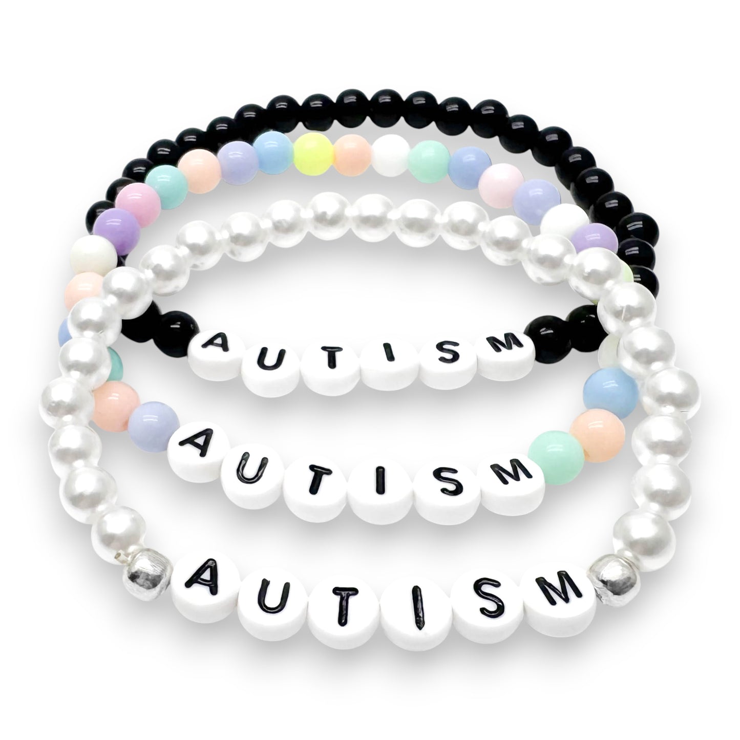 AUTISM Medical Alert Bracelet - Acrylic Letter Beads