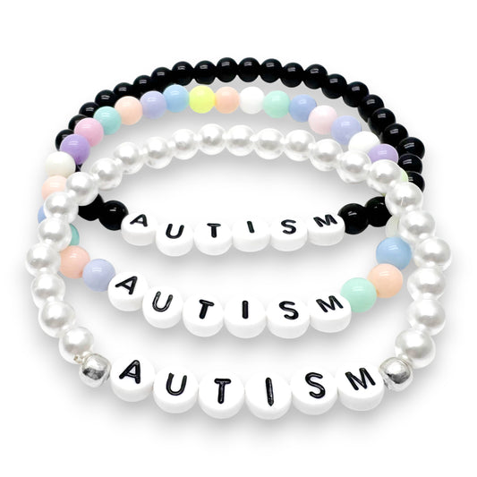 AUTISM Medical Alert Bracelet - Acrylic Letter Beads