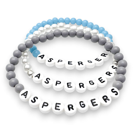 ASPERGERS Medical Alert Bracelet - Acrylic Letter Beads