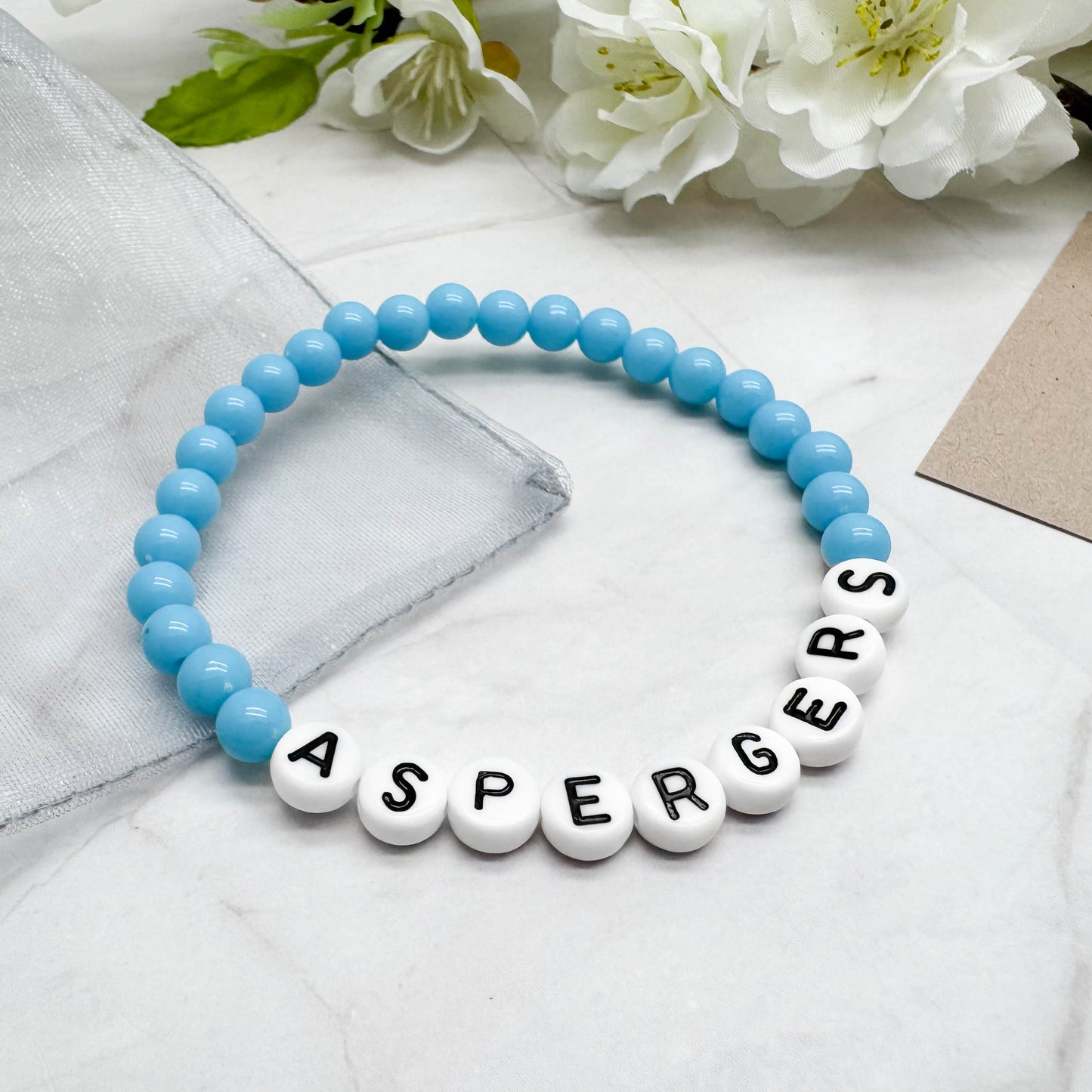 ASPERGERS Medical Alert Bracelet - Acrylic Letter Beads