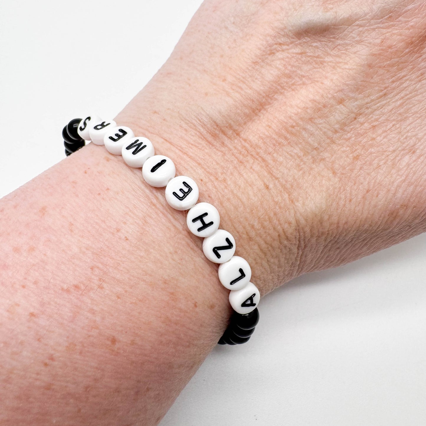 ALZHEIMERS Medical Alert Bracelet - Acrylic Letter Beads