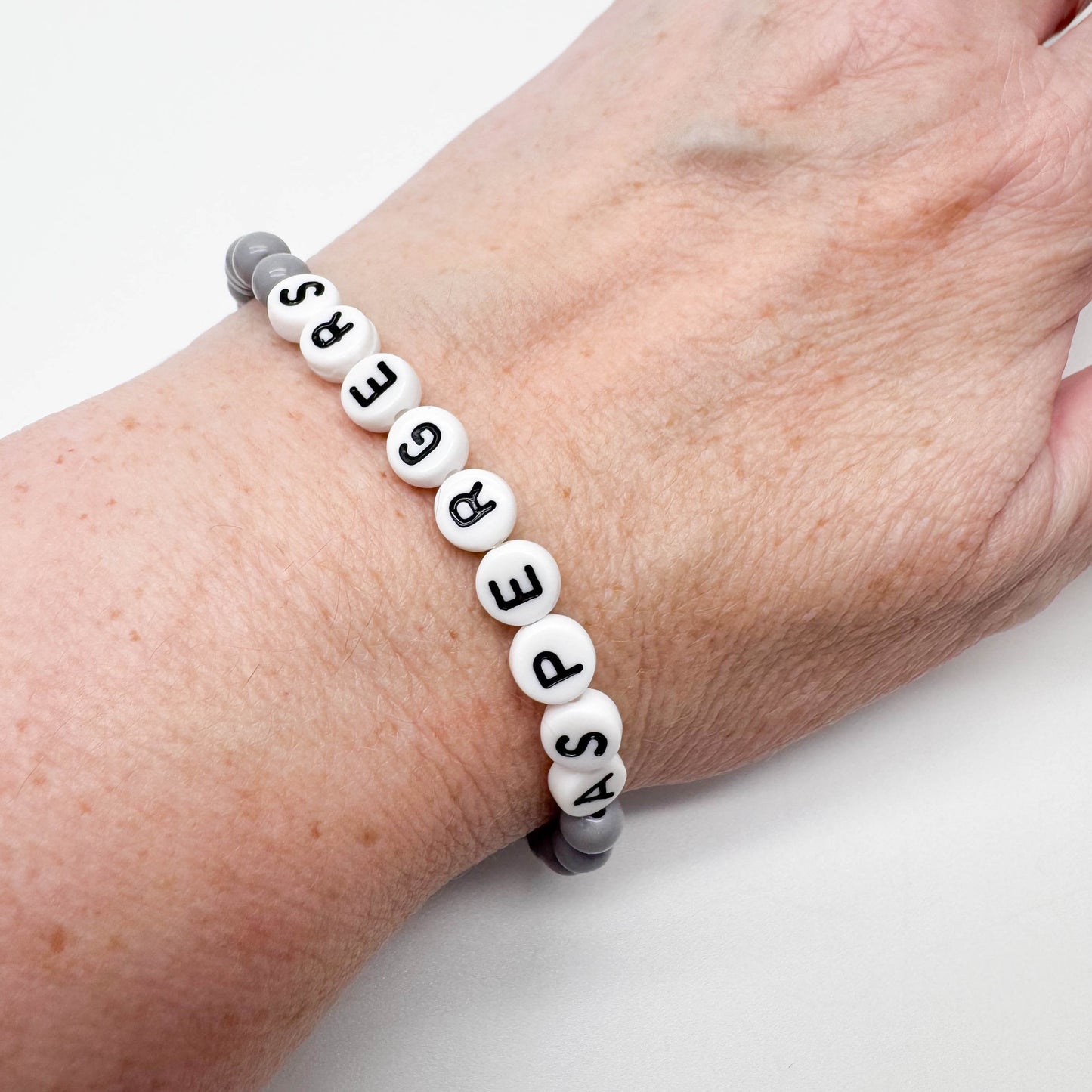 ASPERGERS Medical Alert Bracelet - Acrylic Letter Beads