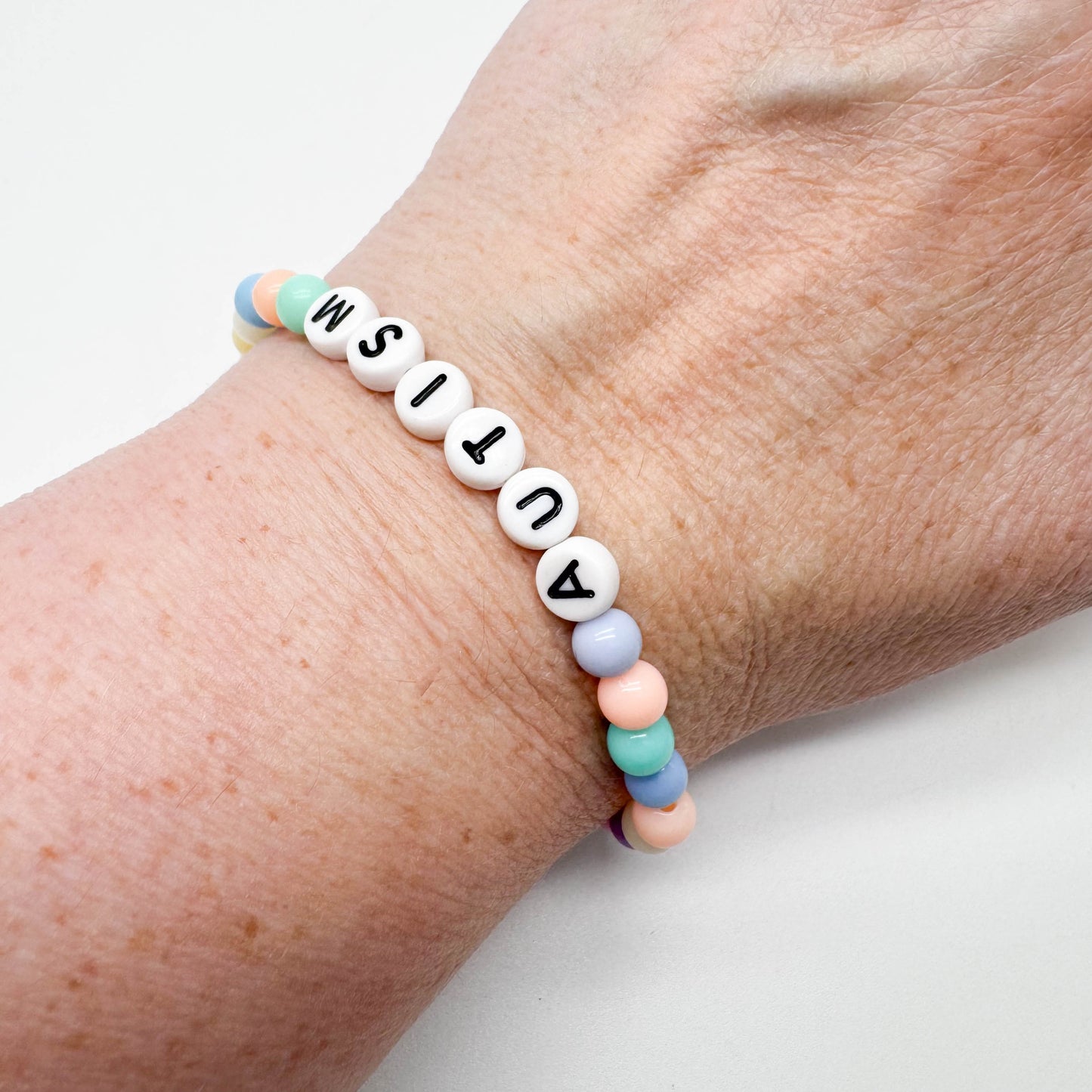 AUTISM Medical Alert Bracelet - Acrylic Letter Beads