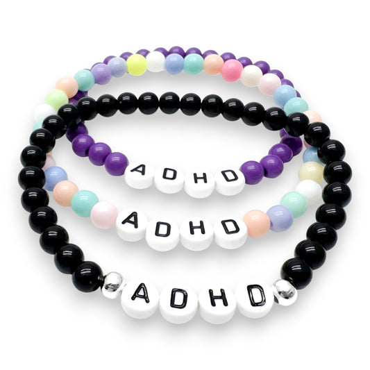 ADHD Medical Alert Bracelet - Acrylic Letter Beads