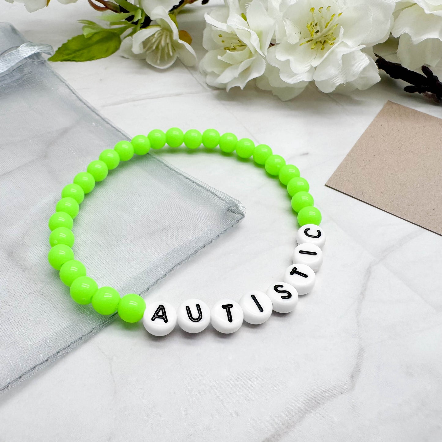 AUTISTIC Medical Alert Bracelet - Acrylic Letter Beads