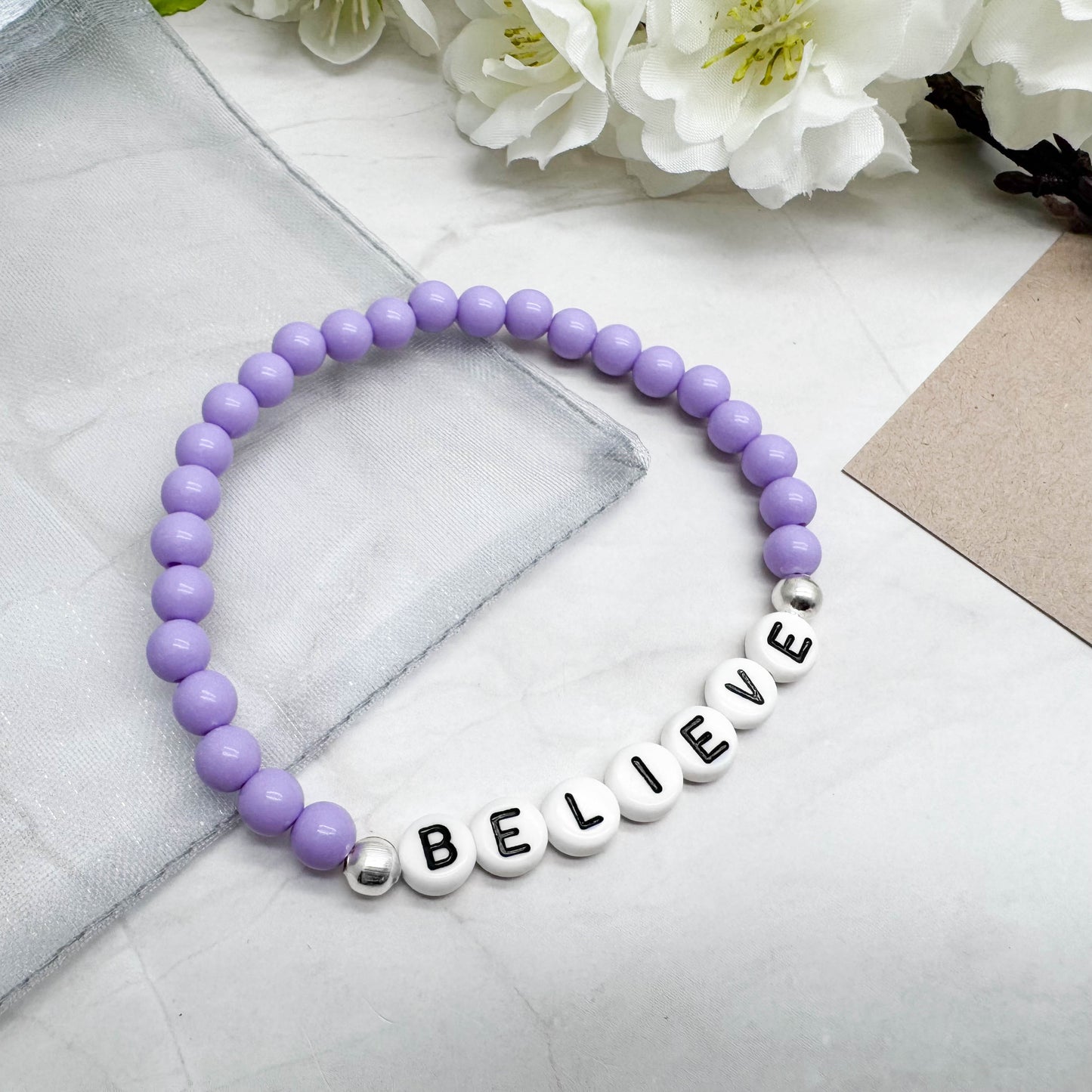 BELIEVE Message Bracelet - Acrylic Letter Beads