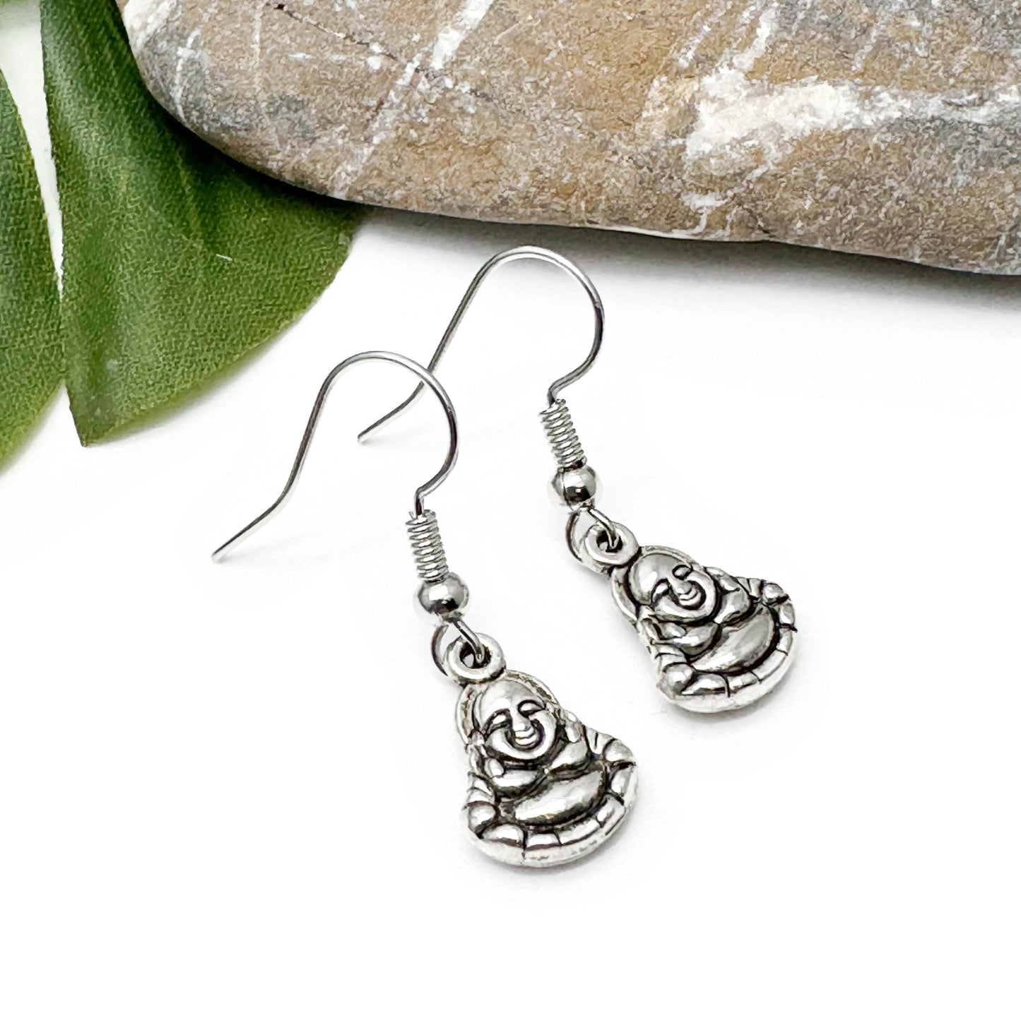 Buddha Silver Plated Charm Earrings