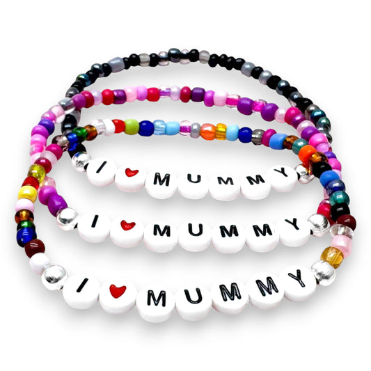 I LOVE MUMMY Family Bracelet - Glass Seed Beads