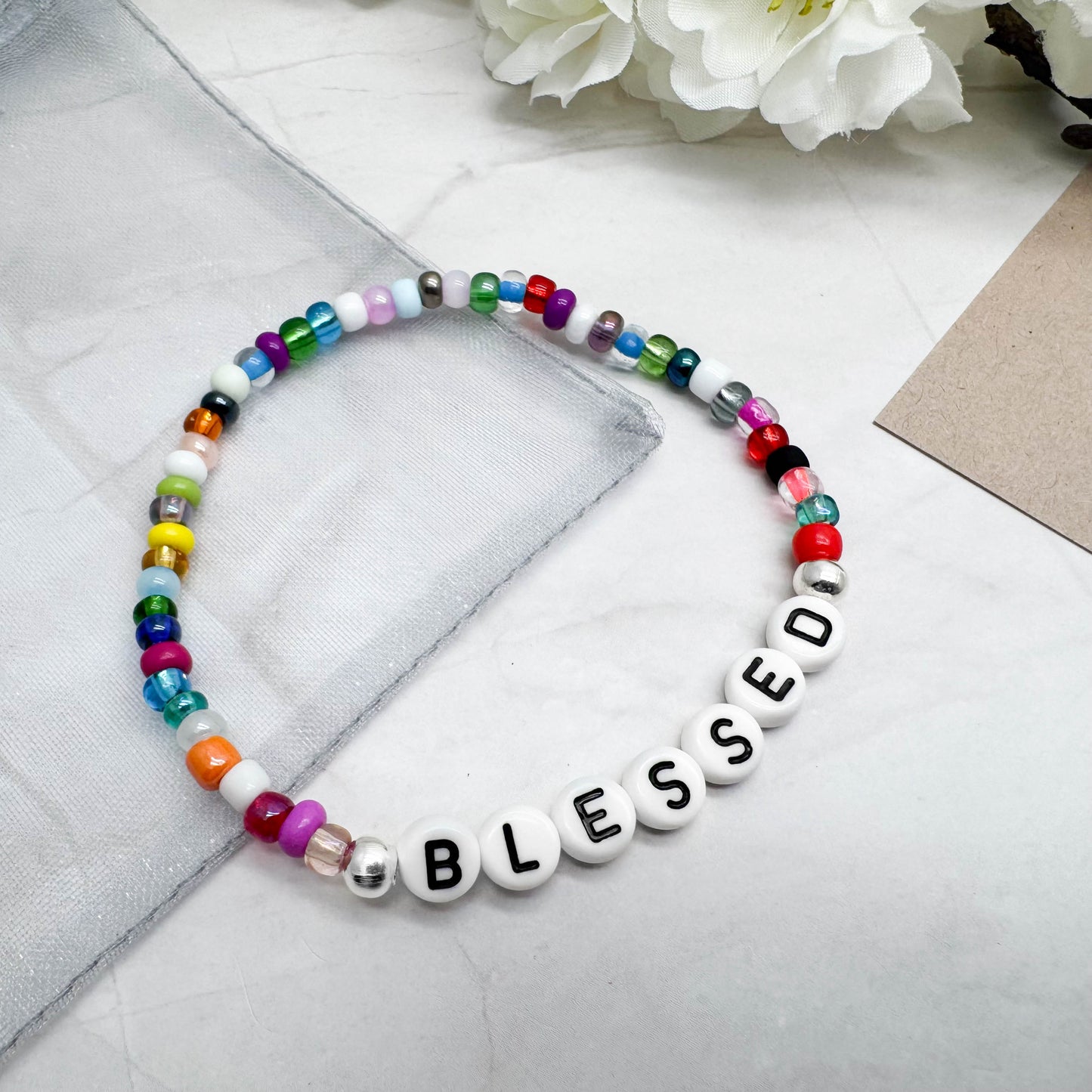 BLESSED Inspirational Bracelet - Glass Seed Beads