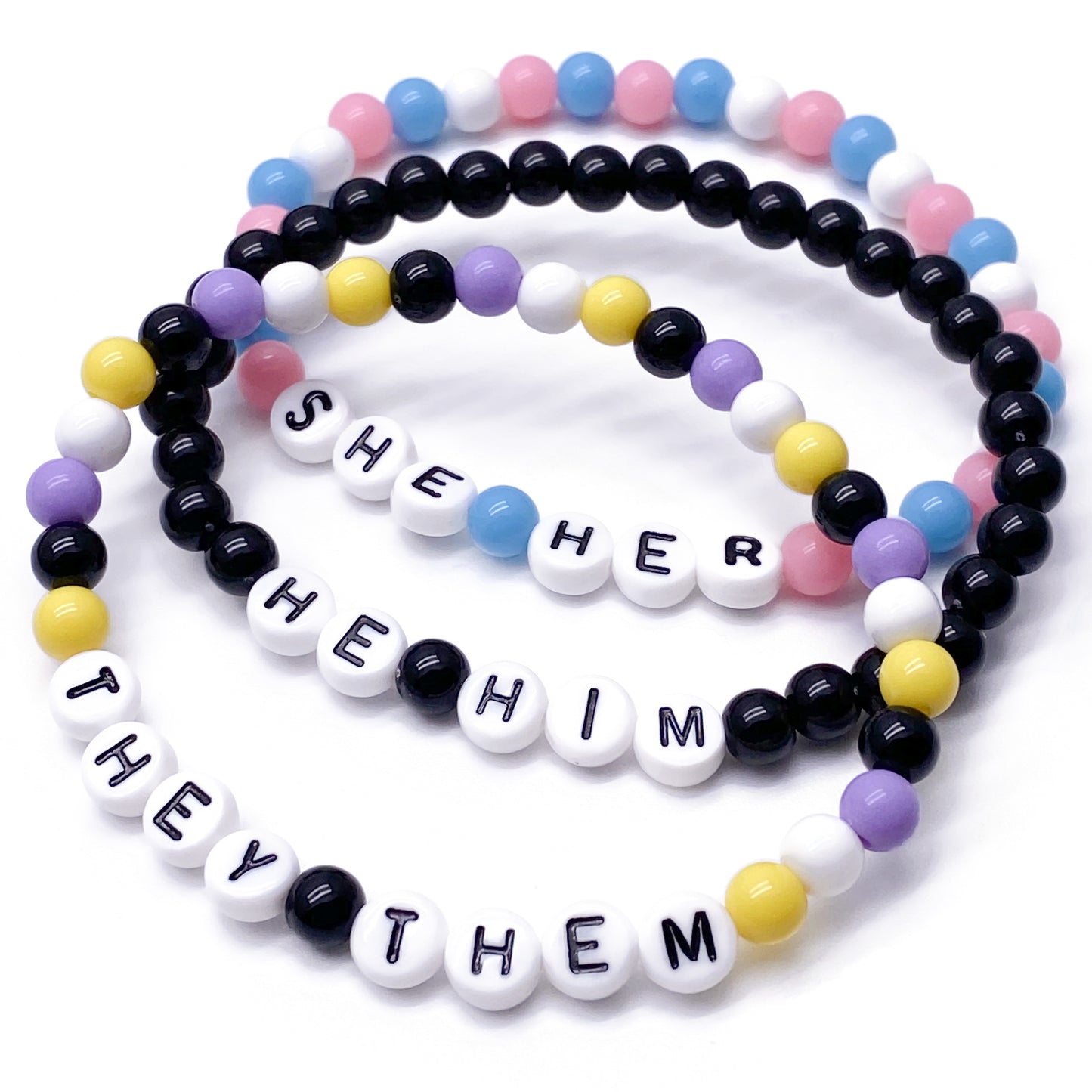 PRONOUNS Personalised Acrylic Bead Bracelet