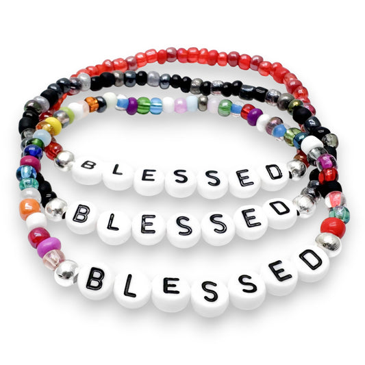 BLESSED Inspirational Bracelet - Glass Seed Beads