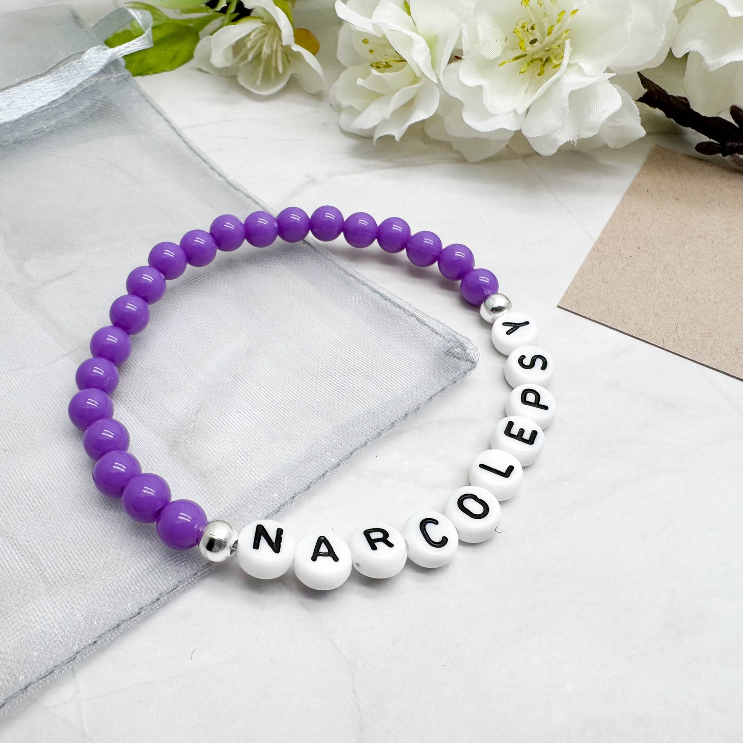 NARCOLEPSY Medical Alert Bracelet - Acrylic Letter Beads