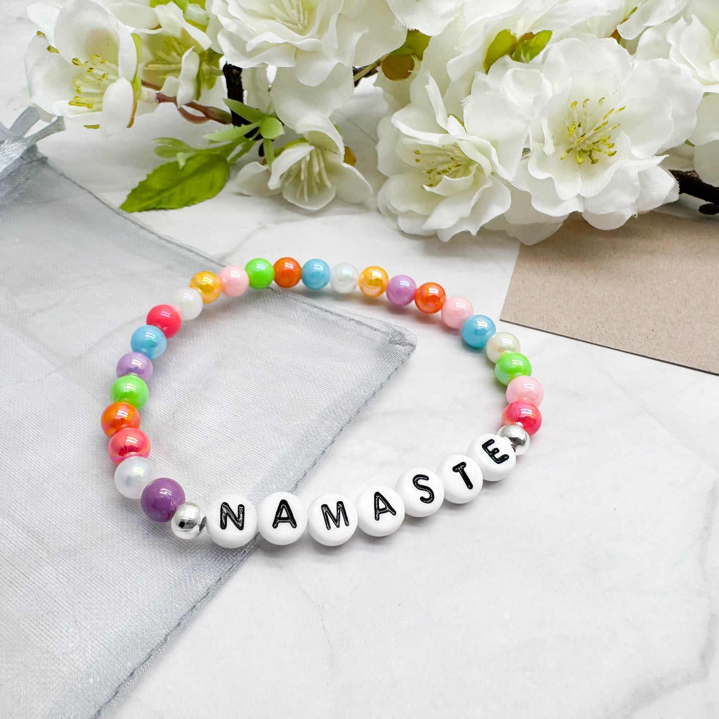 NAMASTE Inspirational Bracelet - Acrylic Letter Beads