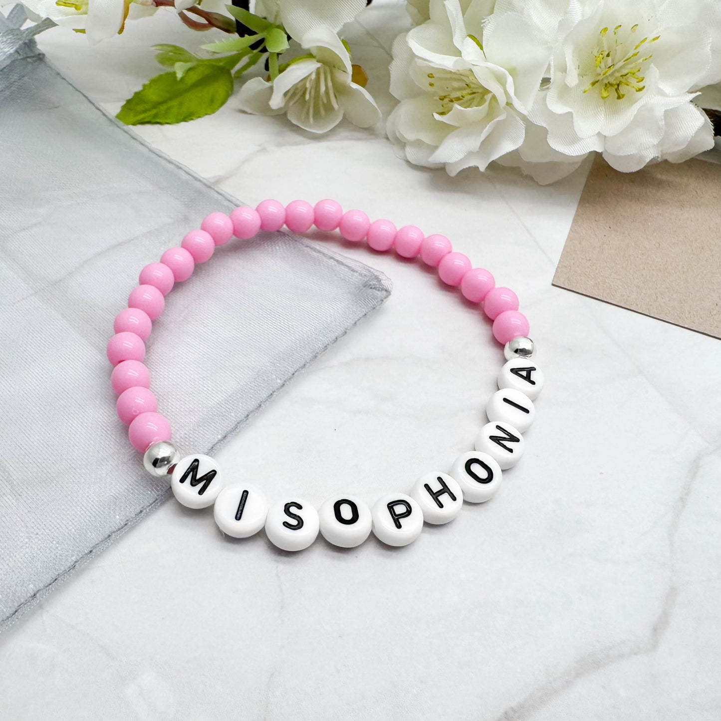 MISOPHONIA Medical Alert Bracelet - Acrylic Letter Beads