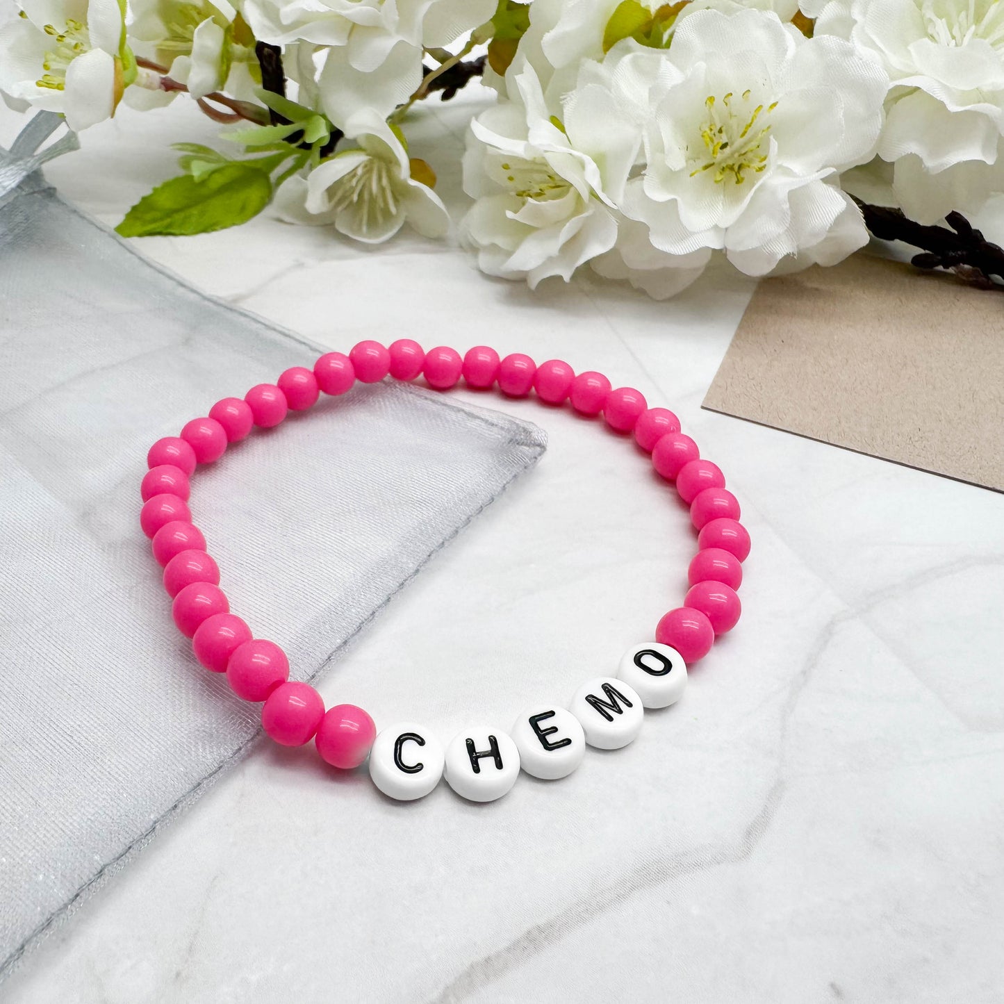 CHEMO Medical Alert Bracelet - Acrylic Letter Beads