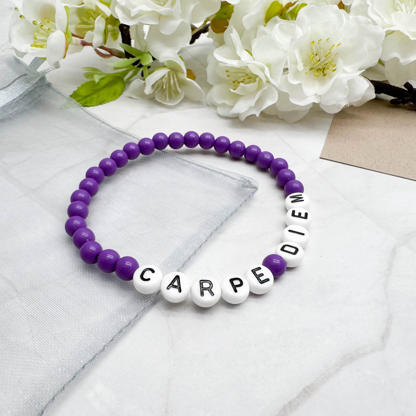 CARPE DIEM Inspirational Bracelet - Acrylic Letter Beads