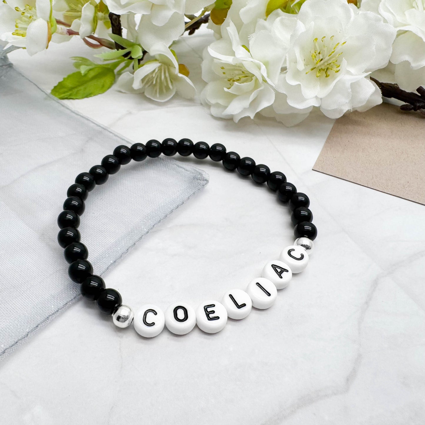 COELIAC Medical Alert Bracelet - Acrylic Letter Beads