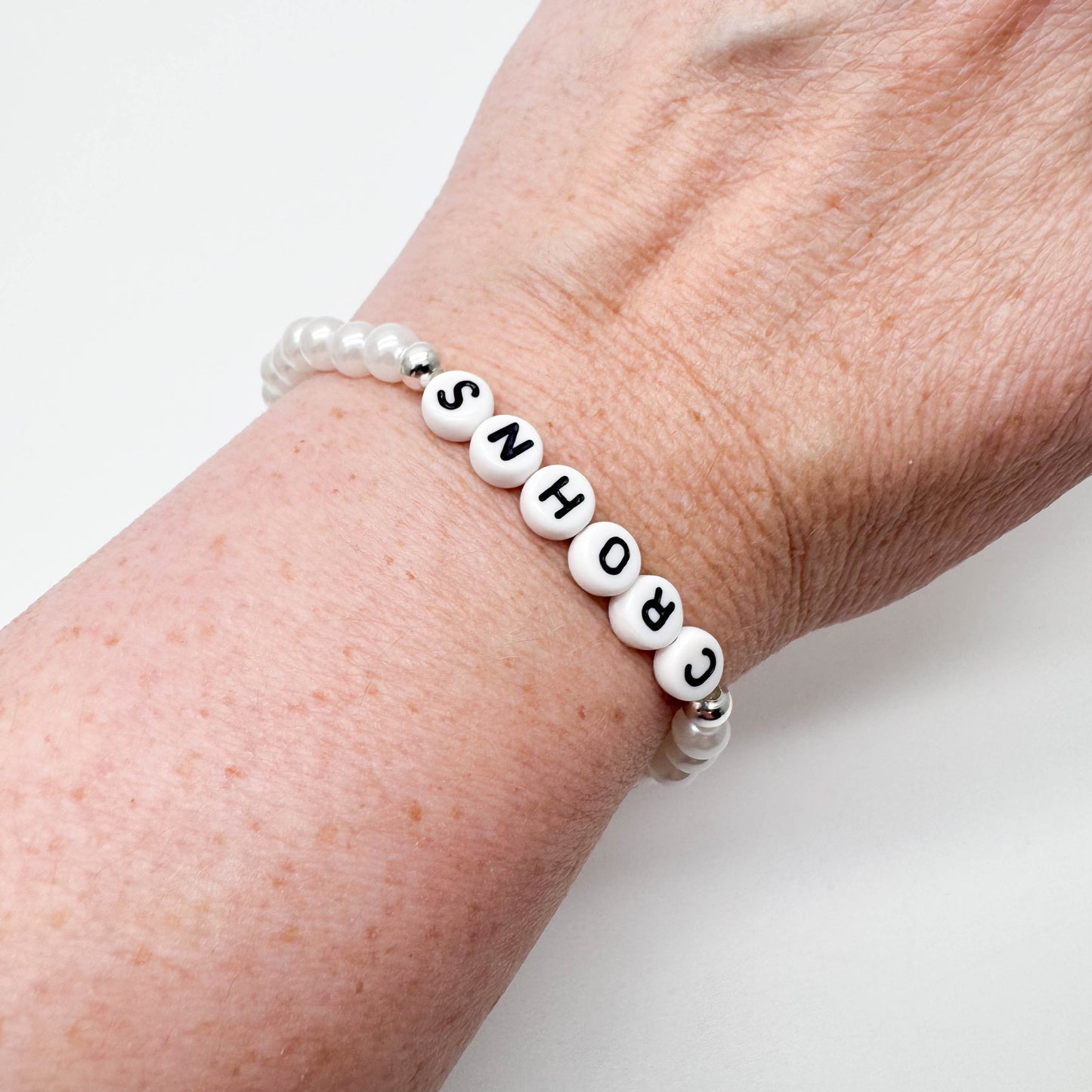 CROHNS Medical Alert Bracelet - Acrylic Letter Beads