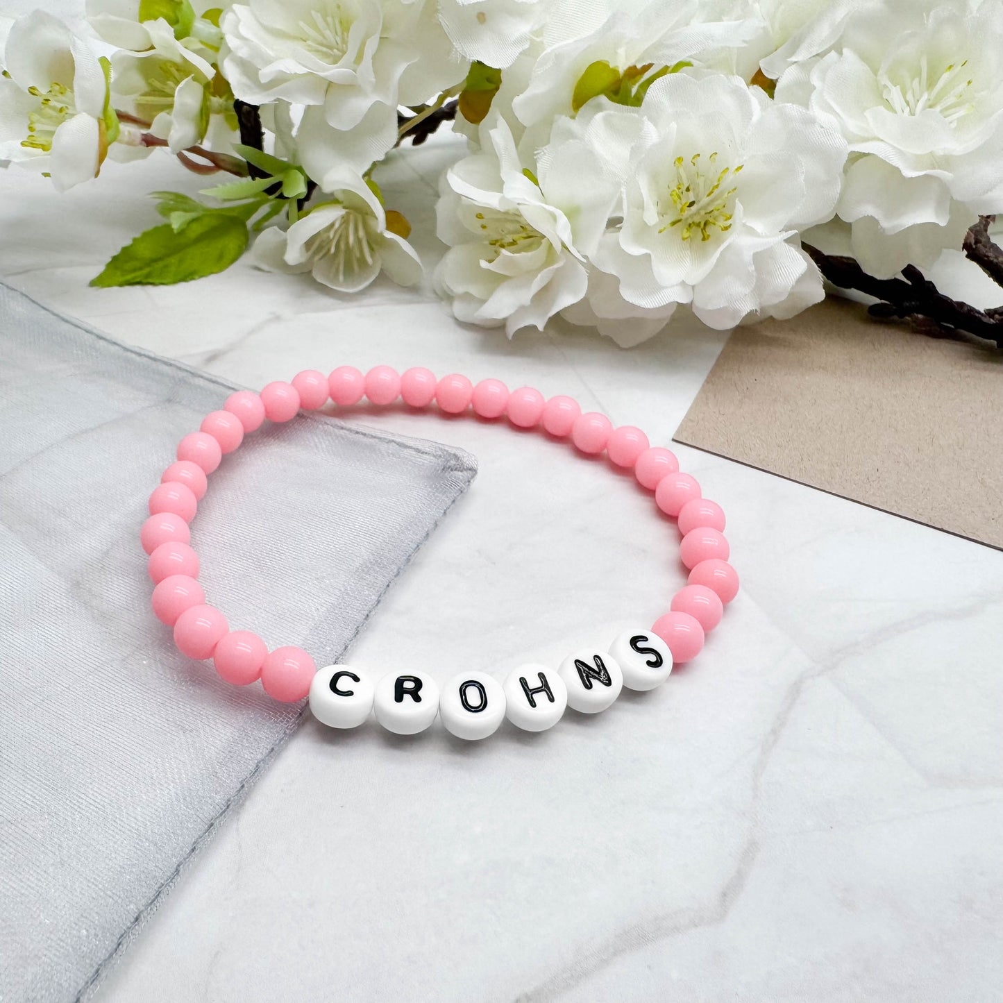 CROHNS Medical Alert Bracelet - Acrylic Letter Beads