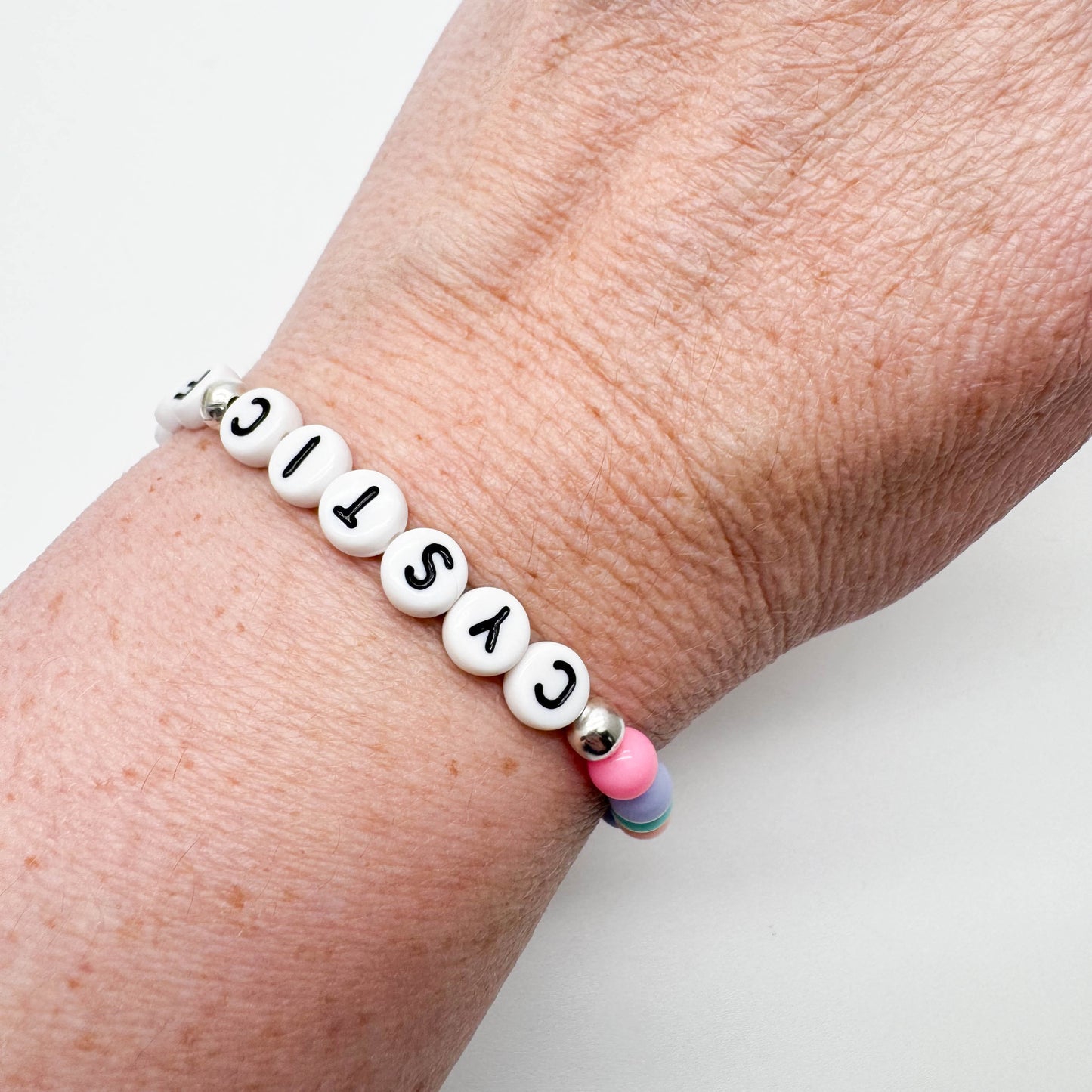 CYSTIC FIBROSIS Medical Alert Bracelet - Acrylic Letter Beads