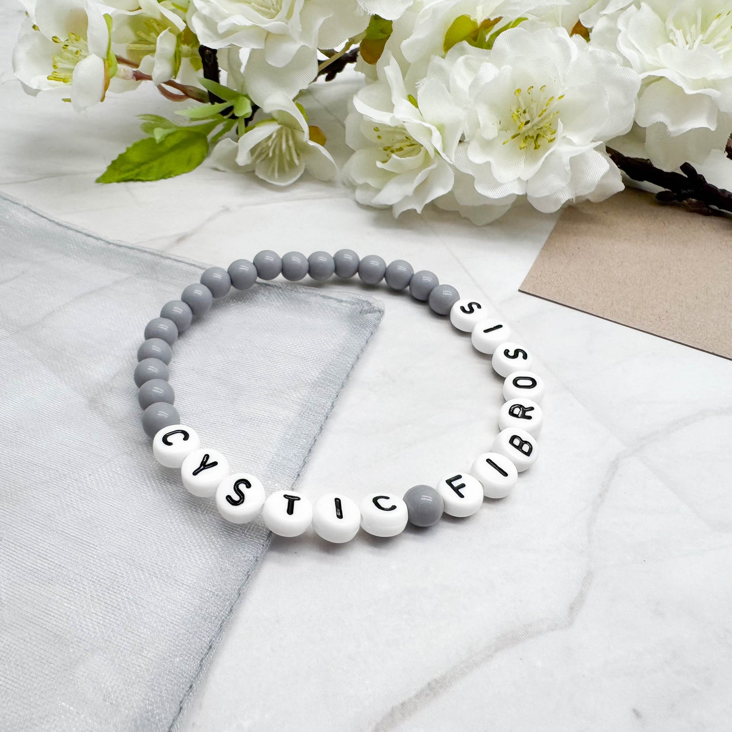 CYSTIC FIBROSIS Medical Alert Bracelet - Acrylic Letter Beads
