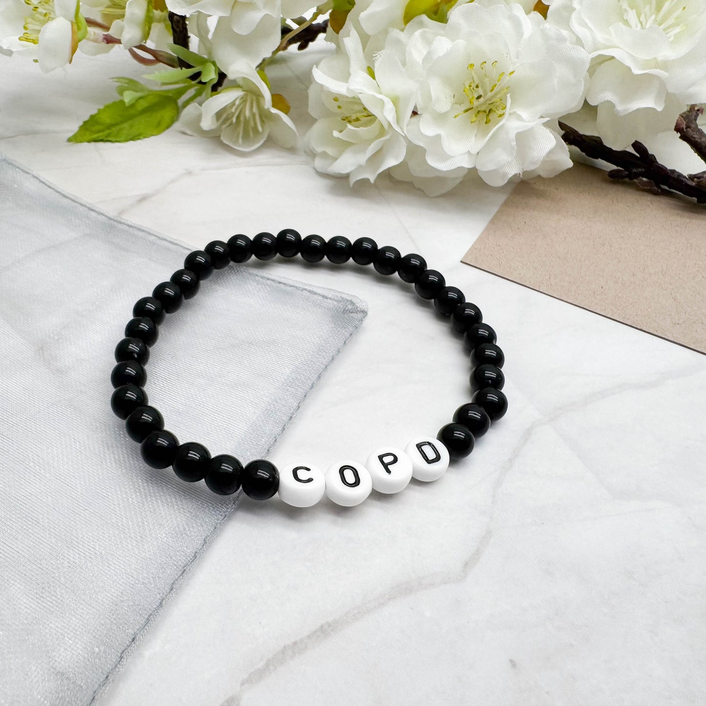 COPD Medical Alert Bracelet - Acrylic Letter Beads