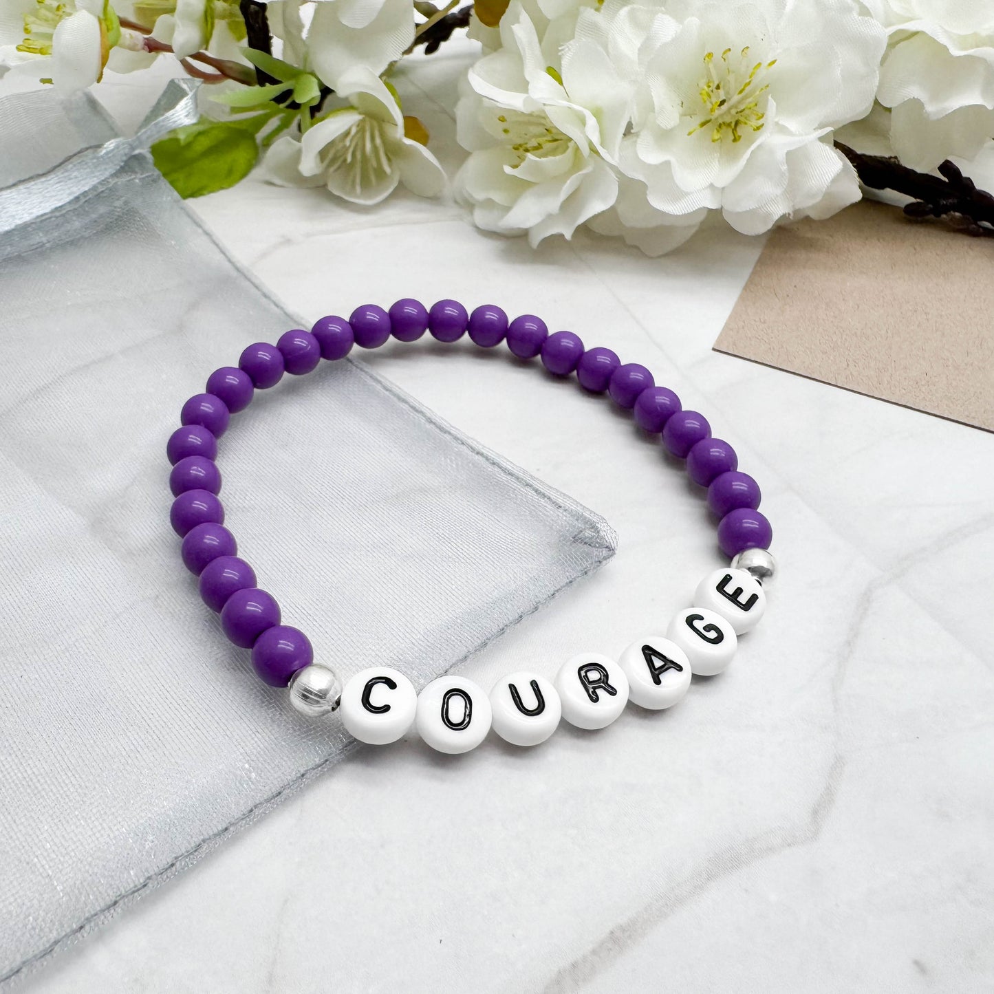 COURAGE Message Bracelet - Acrylic Letter Beads