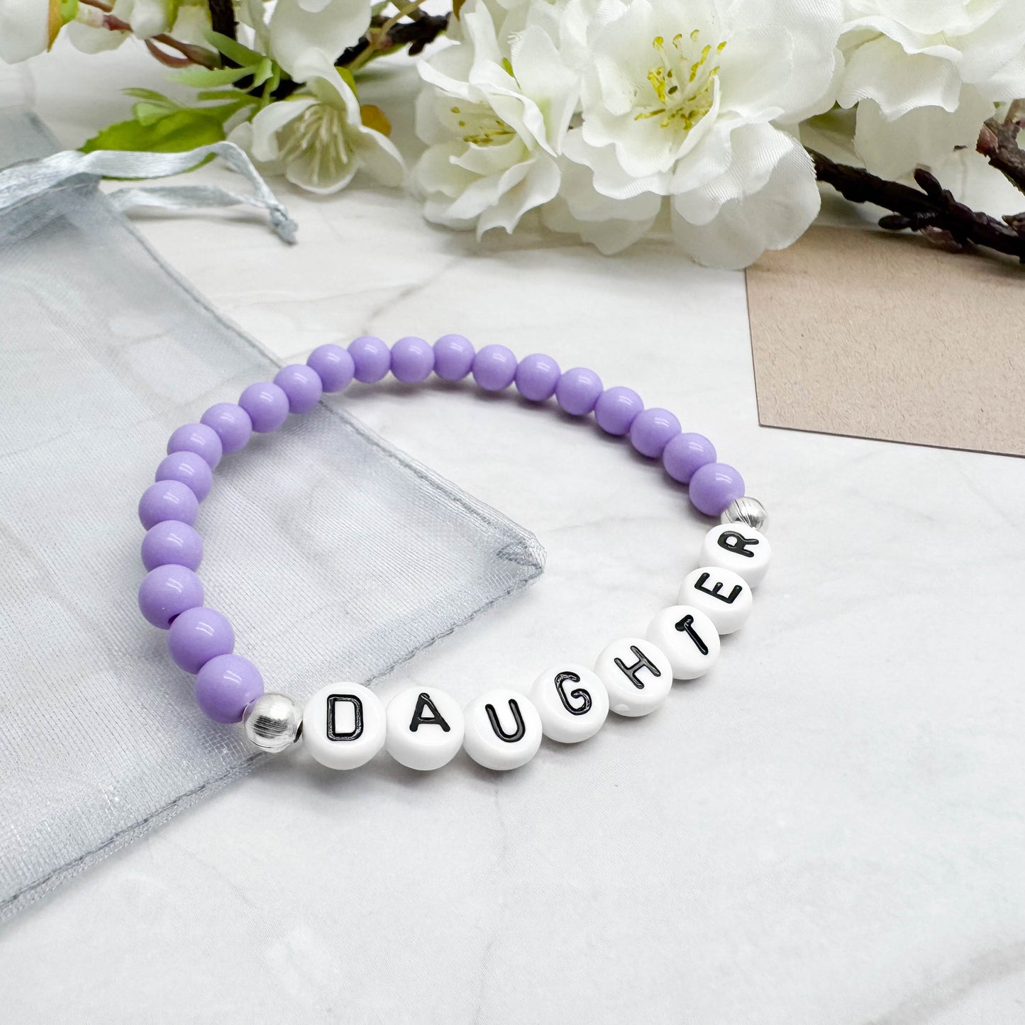 DAUGHTER Family Message Bracelet - Acrylic Letter Beads