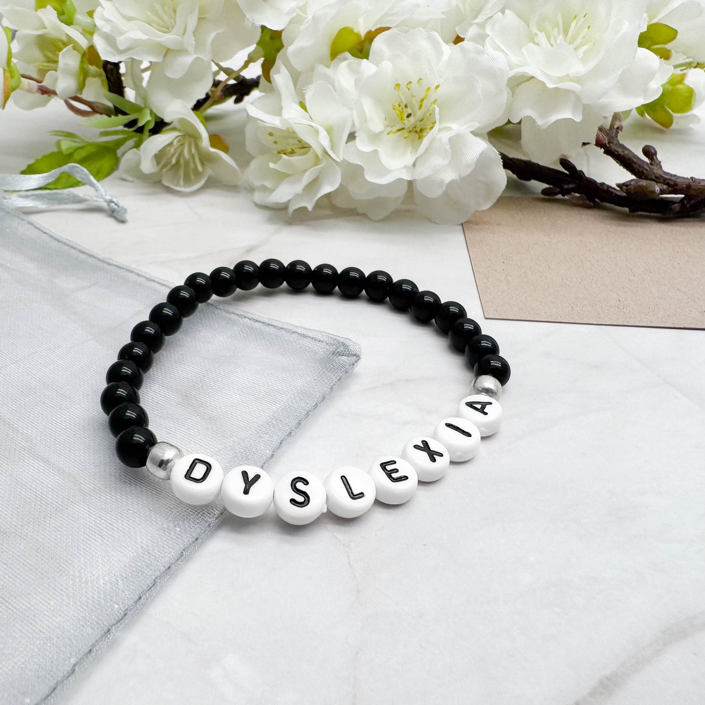 DYSLEXIA Medical Alert Bracelet - Acrylic Letter Beads