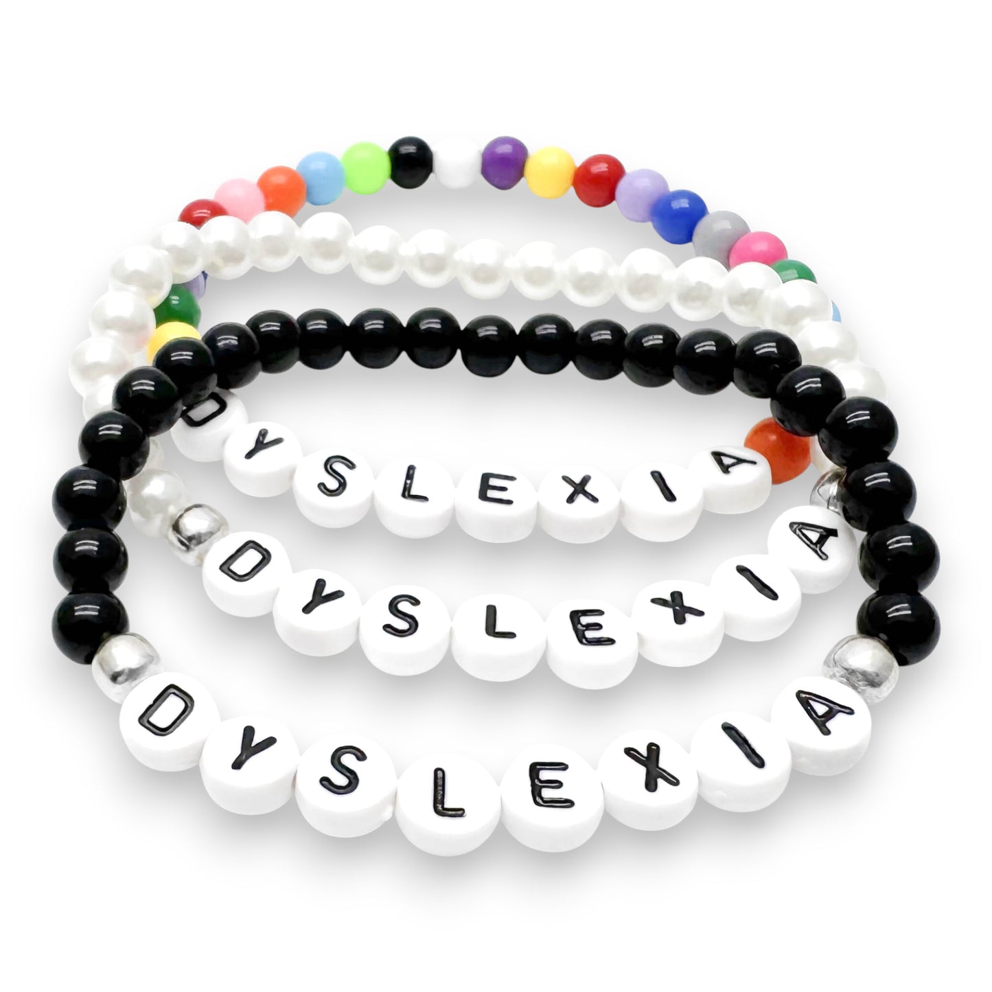 DYSLEXIA Medical Alert Bracelet - Acrylic Letter Beads